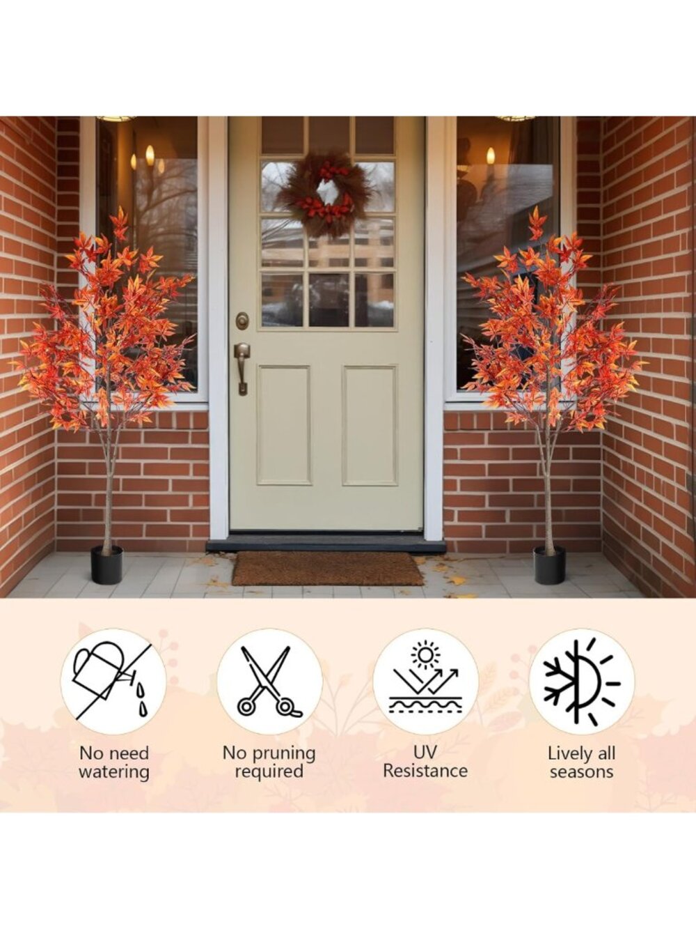 5Ft Autumn Artificial Maple Tree Decor - Fall Home Decoration, Seasonal Accent - Picture 6 of 7
